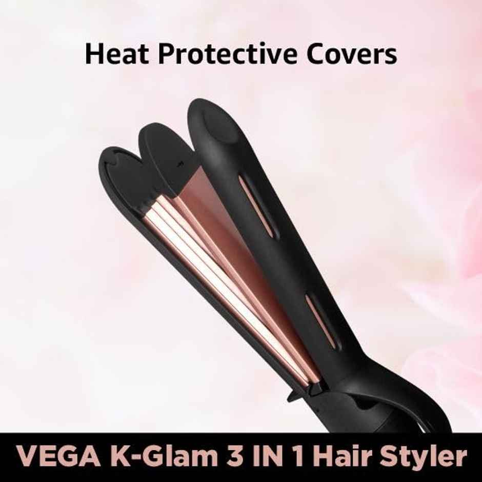 Vega K-Glam 3 in 1 Hair Styler- Straightener, Curler & Crimper with Adjustable Temprature | VHSCC-04
