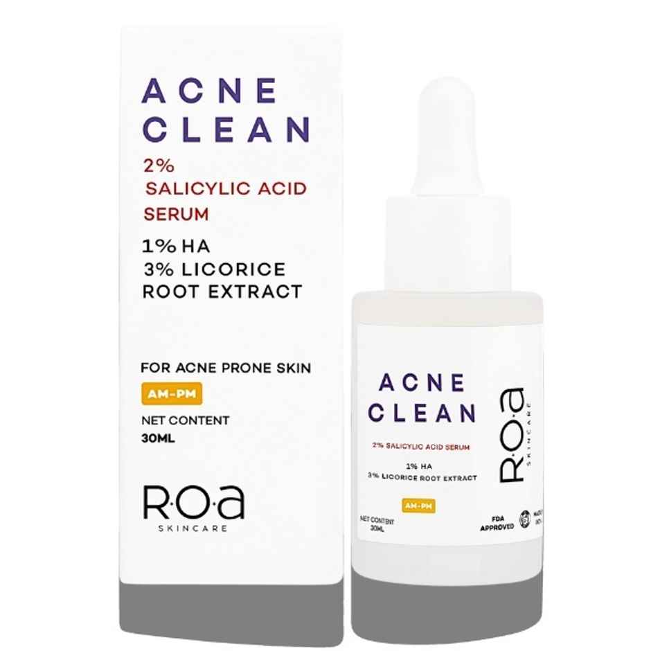 R.O.A Skincare Acne Clean 2% Salicylic Acid Serum For Acne Prone Oily Skin, Blackheads & Open Pores