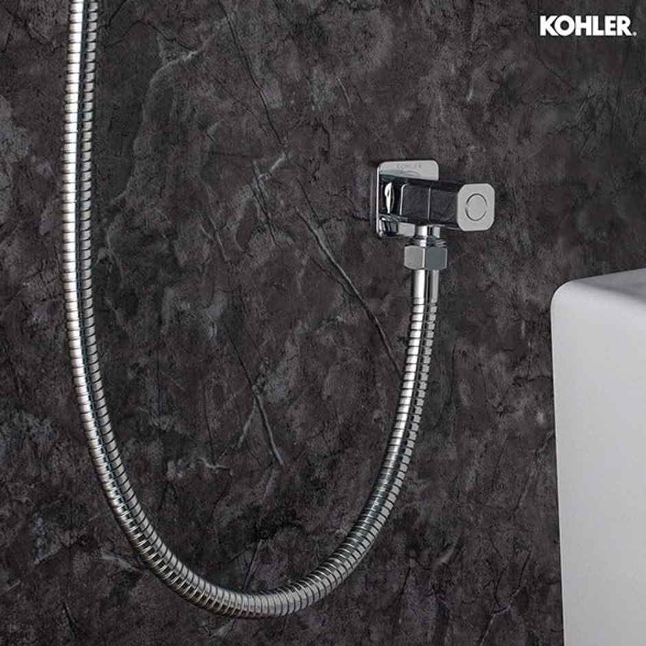 Kohler Brass Angle Valve With Leak-proof Design Stop Cock and Wall Flange Chrome Finish | Pack of 2