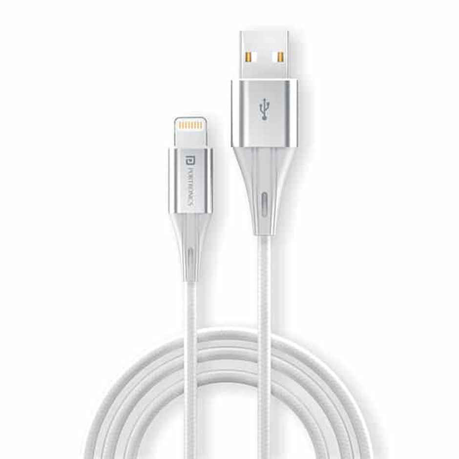 Portronics Konnect B+ USB-A to Lightning Cable,3.0 Amp Output with Charge & Data Sync with 1m - White