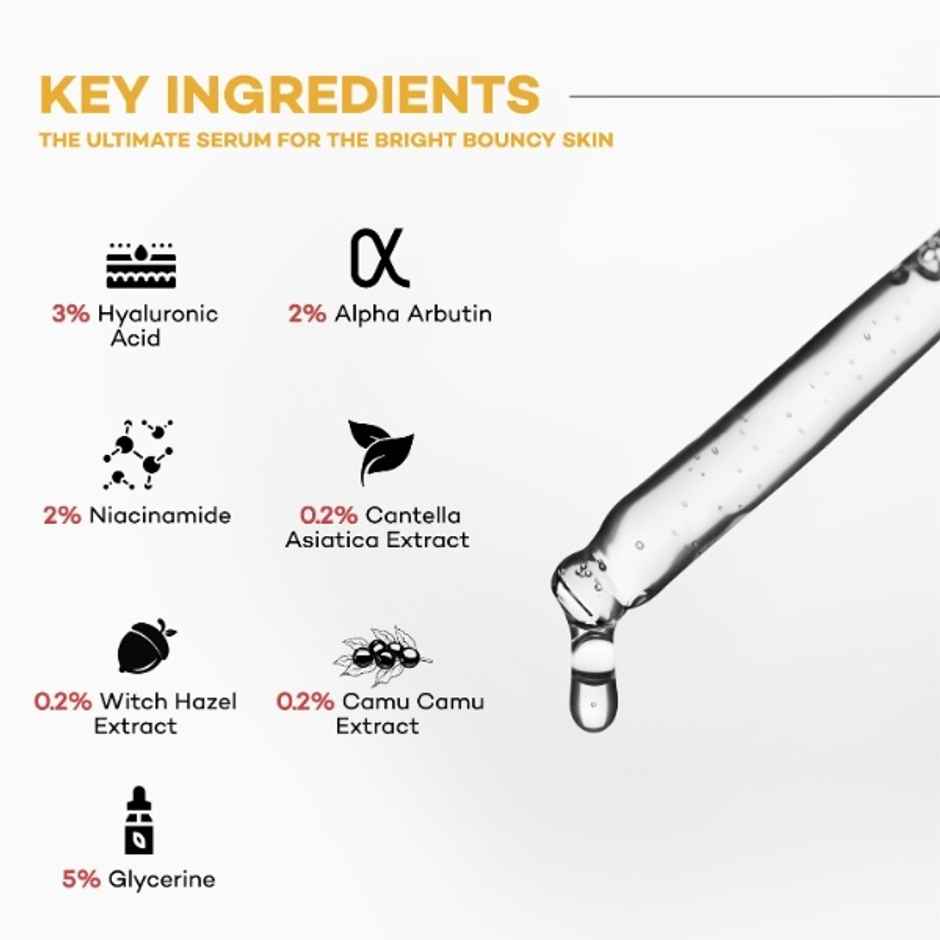 R.O.A Skincare Glow Face Serum For Dark Spots With 2% Alpha Arbutin 2% Niacinamide And 3% Hyaluronic Acid