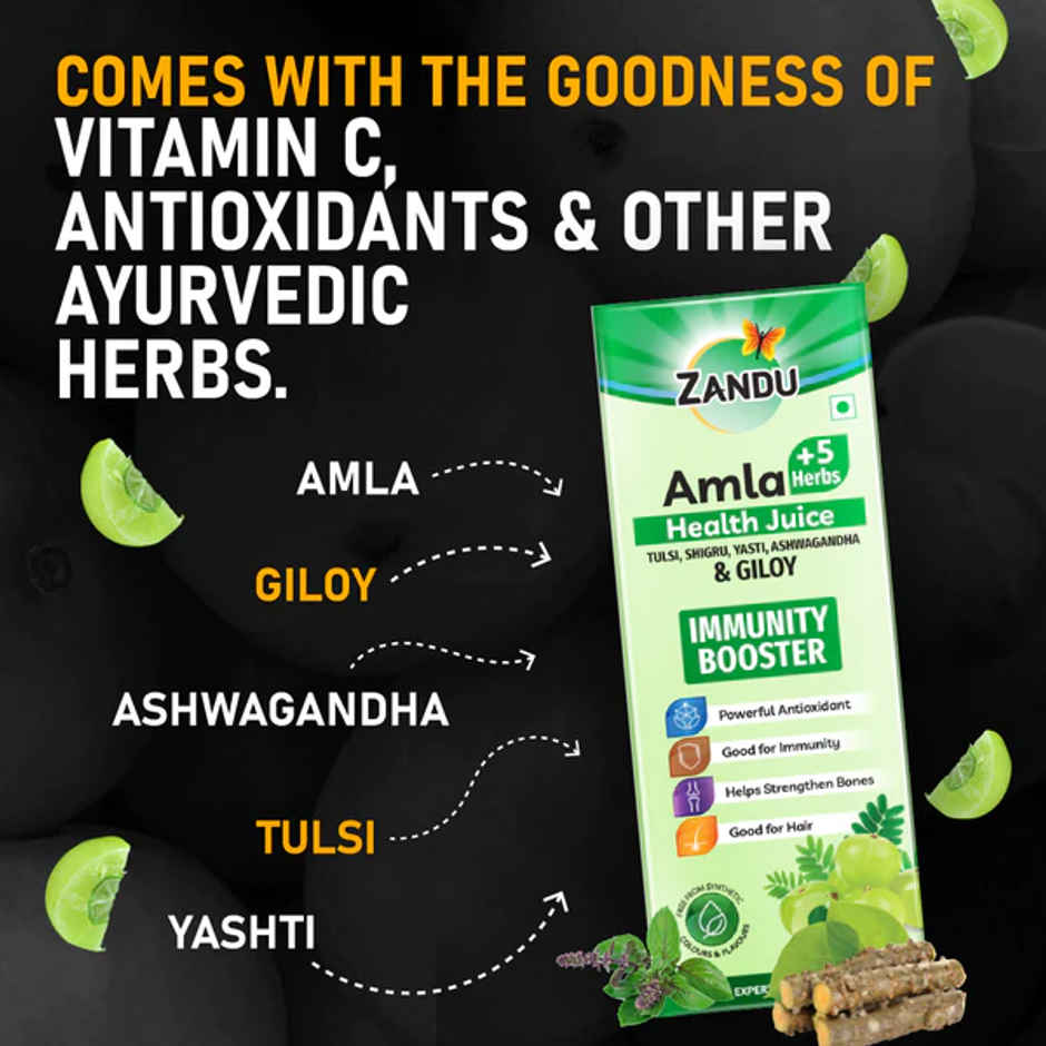 Zandu Amla + 5 Herbs Health Juice Ayurvedic Immunity Booster No Added Sugar