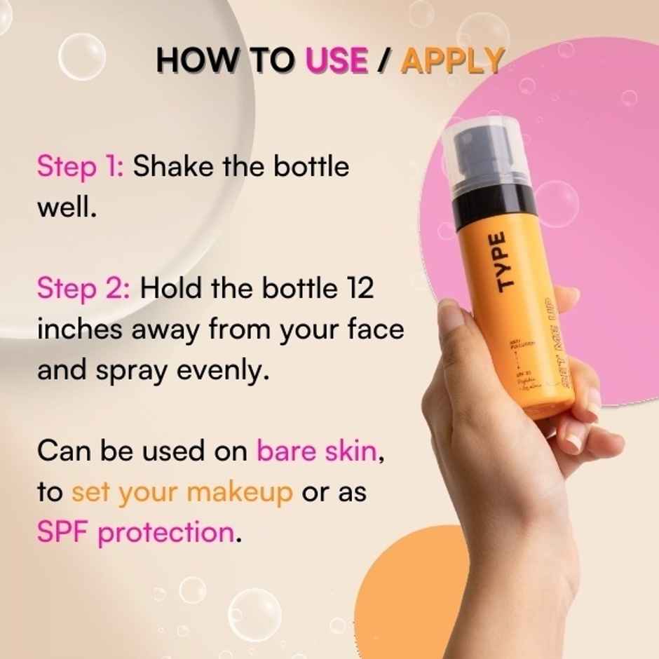 Type Beauty Inc Mattifying Setting Spray | SPF 35 PA+++ Face Makeup | 12Hr Wear For Oily Skin