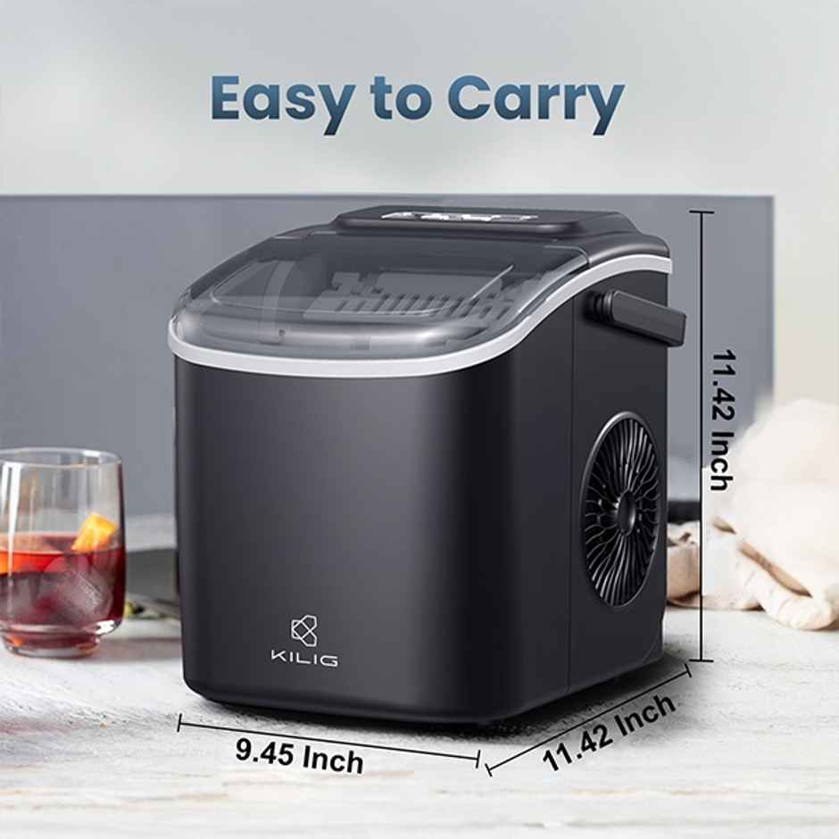 Kilig H01B Countertop Ice Maker Machine | 9Bullet Ice Cubes in 6 Min-Black