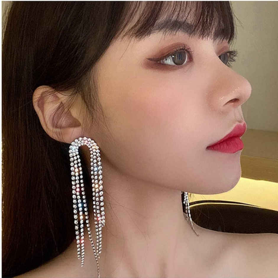 Estailo Fashion Rhinestone Drop Earrings | E0003803 | Multicolour