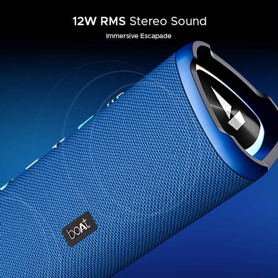 boAt Stone 750 BT Speaker w/ 12W RMS Sound, 12 HRS Playback, RGB, TWS Feature & IPX5 (Marine Blue)