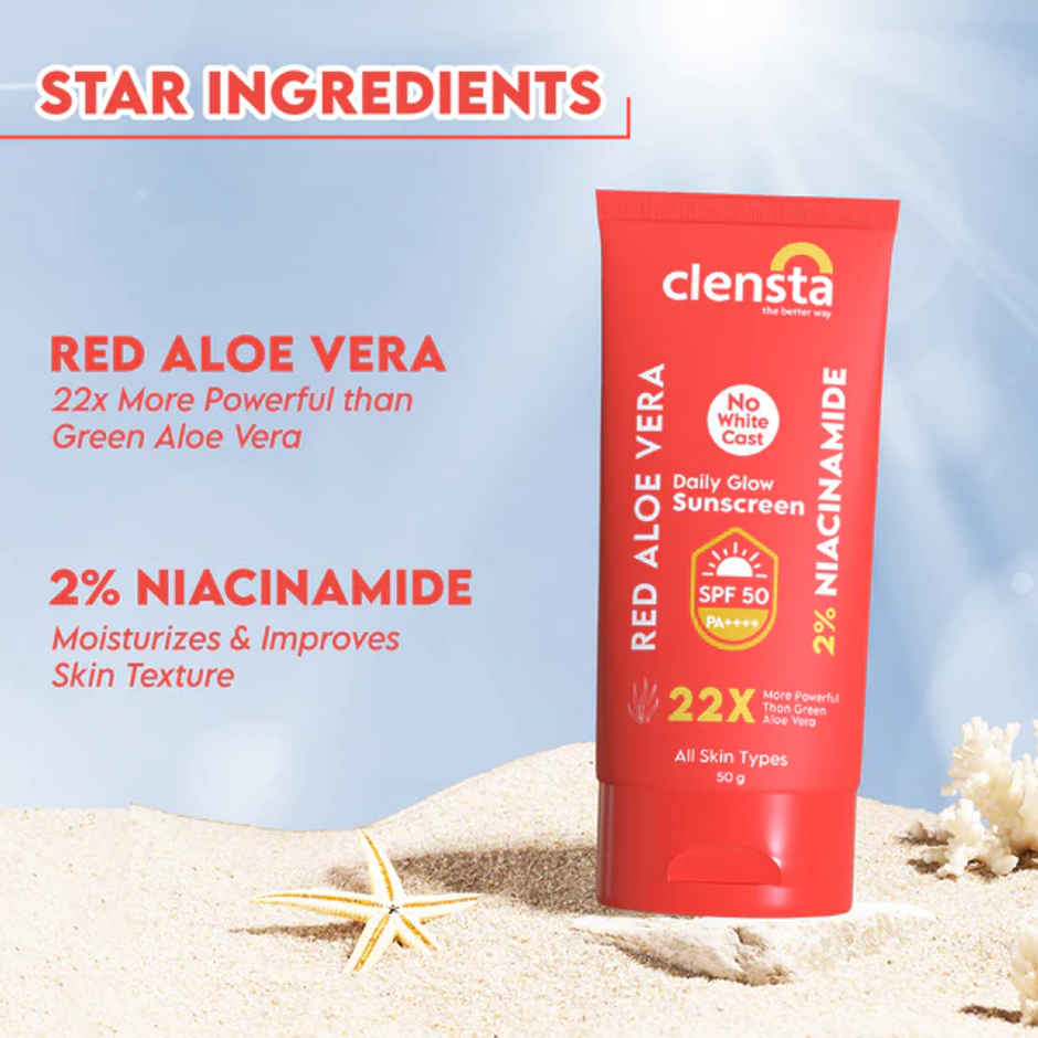 Clensta Red Aloe Vera Ultra Matte Sunscreen SPF 50 PA++++