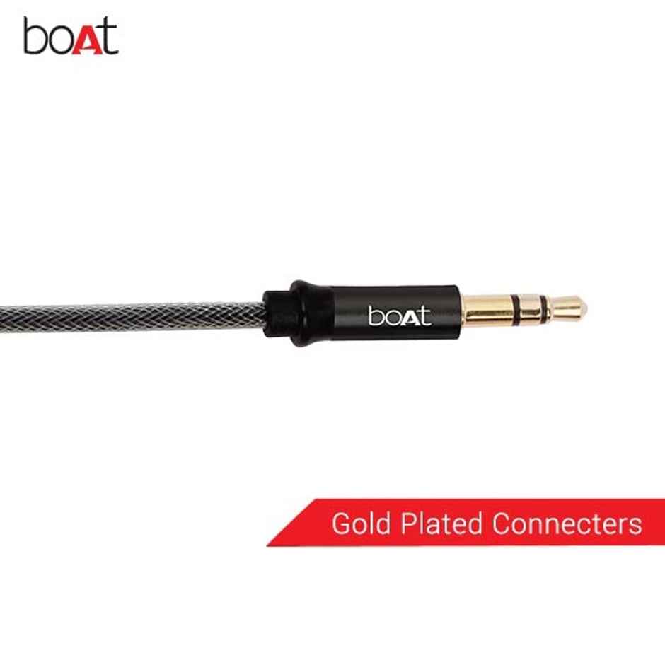 boAt AUX 500 Indestructible Aux Audio Cable with Gold Plated 3.5mm connectors for Smartphone (Black)