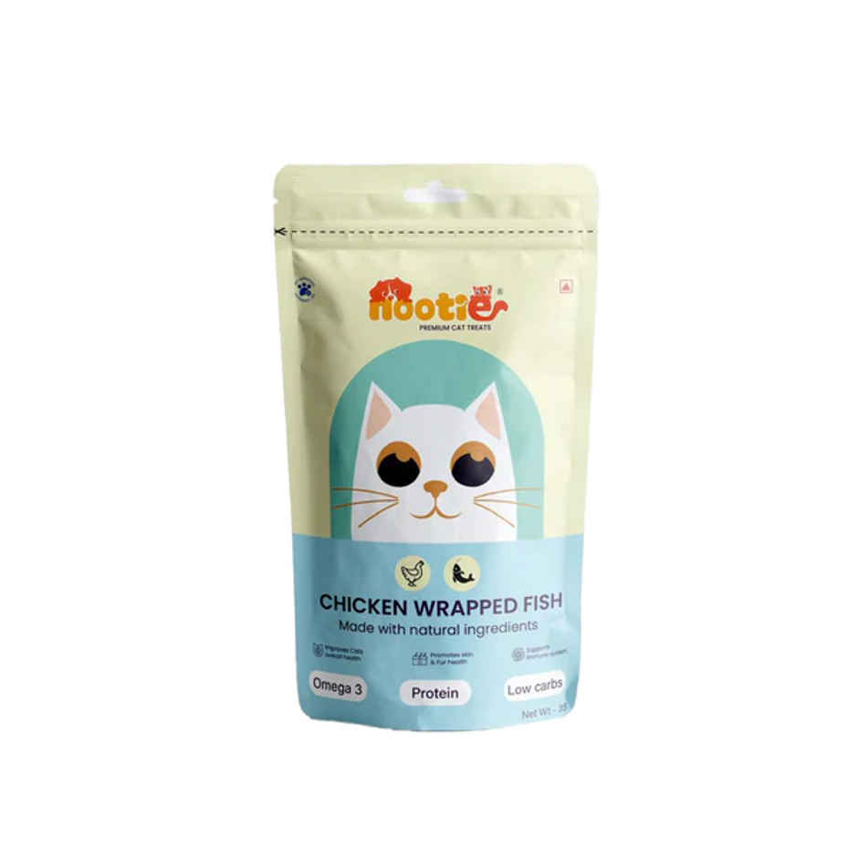 Nooties Premium Cat Treats Chicken Wrapped Fish Omega 3 Rich Natural Ingredients