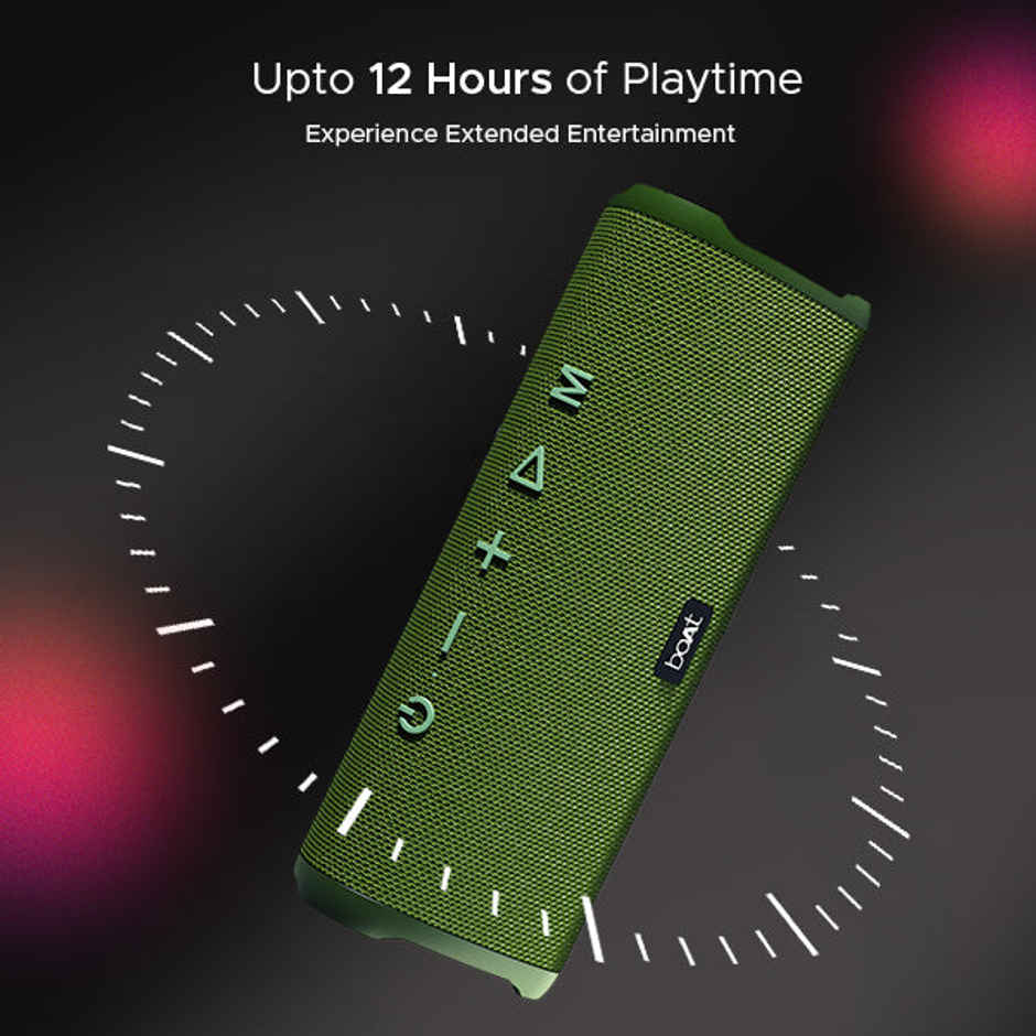 boAt Stone 750 BT Speaker w/ 12W RMS Sound, 12 HRS Playback, RGB, TWS Feature & IPX5 (Moss Green)
