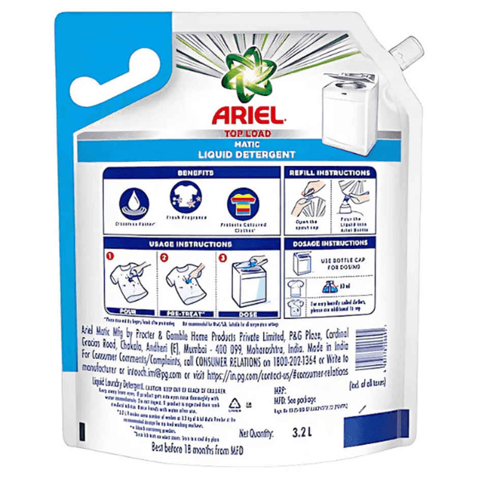 Ariel Stain Removal Top Load Washing Machine Detergent Liquid