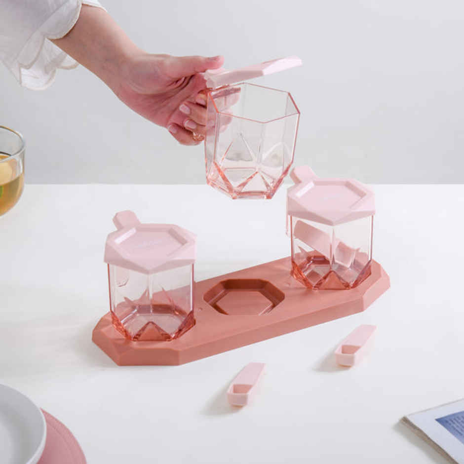 Nestasia Spice Containers With Spoons Set Of 3 Pink