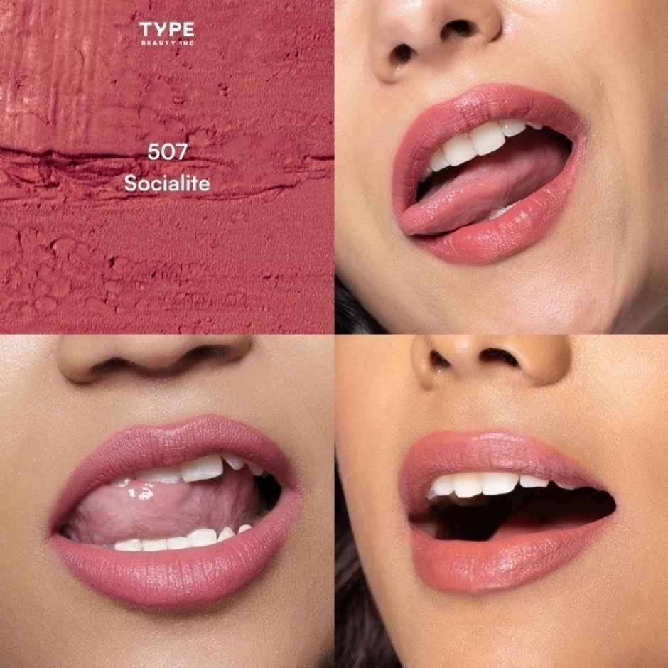Type Beauty Inc Cream Matte Lipstick For Pigmented Lips - Vit C | 8 Hr Stay | 507 Socialite