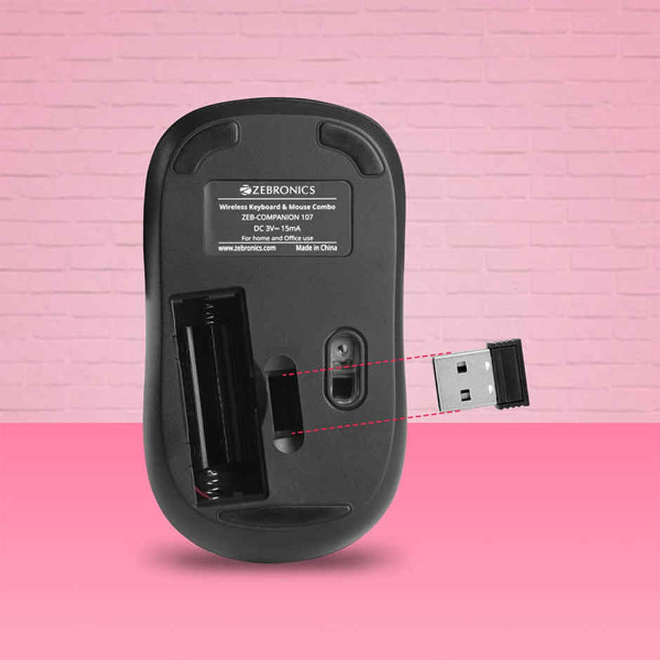 Zebronics Zeb-Companion 107 Wireless Keyboard And Mouse Combo With Nano Receiver (Black)