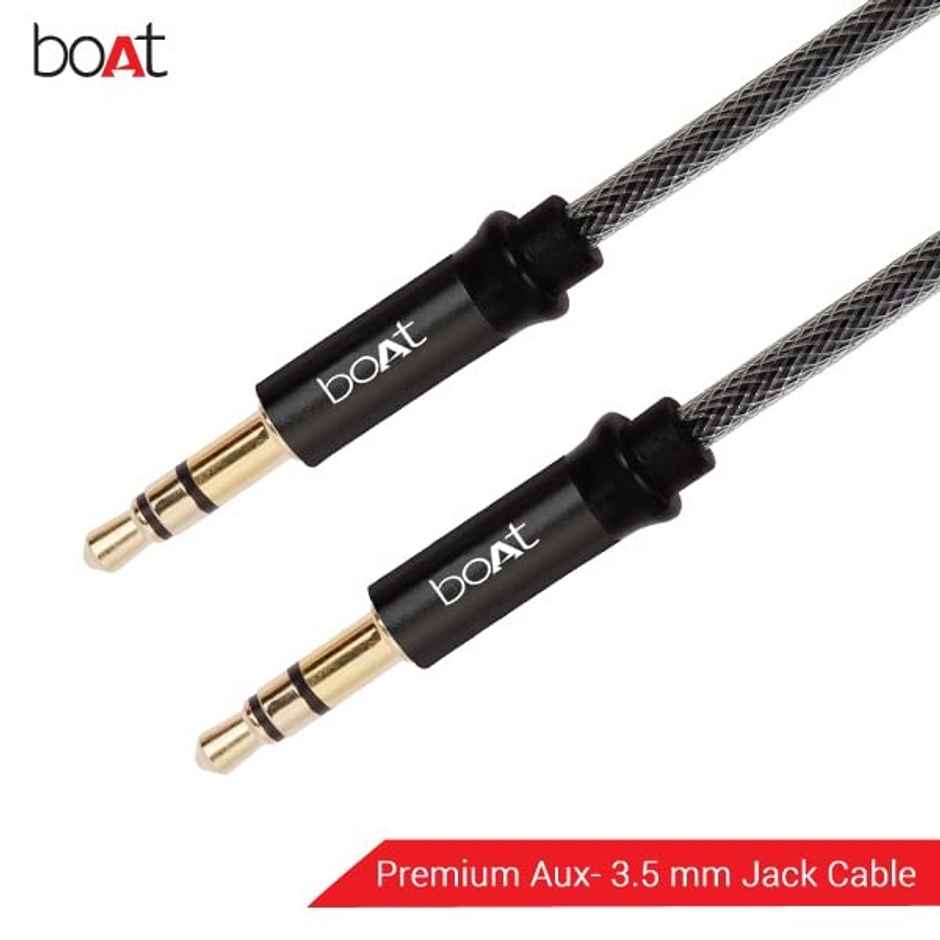 boAt AUX 500 Indestructible Aux Audio Cable with Gold Plated 3.5mm connectors for Smartphone (Black)