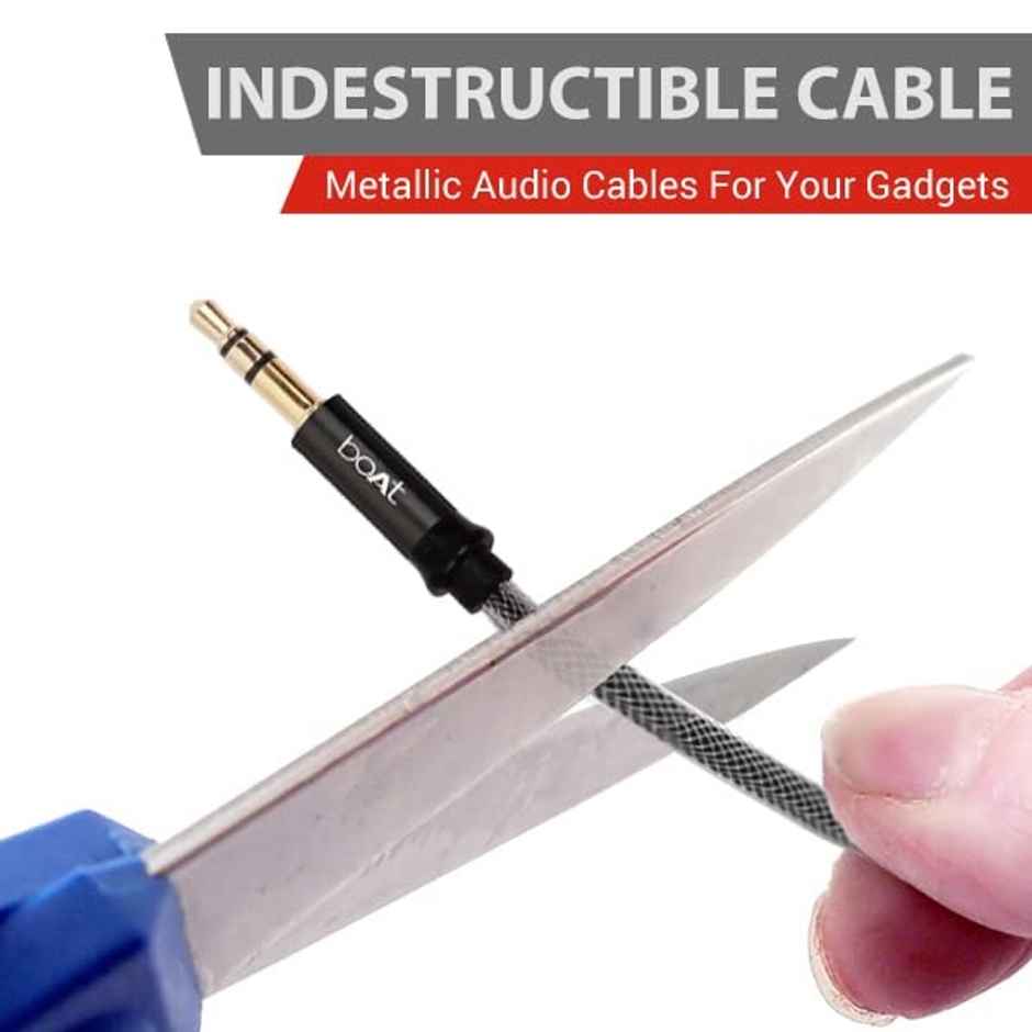 boAt AUX 500 Indestructible Aux Audio Cable with Gold Plated 3.5mm connectors for Smartphone (Black)