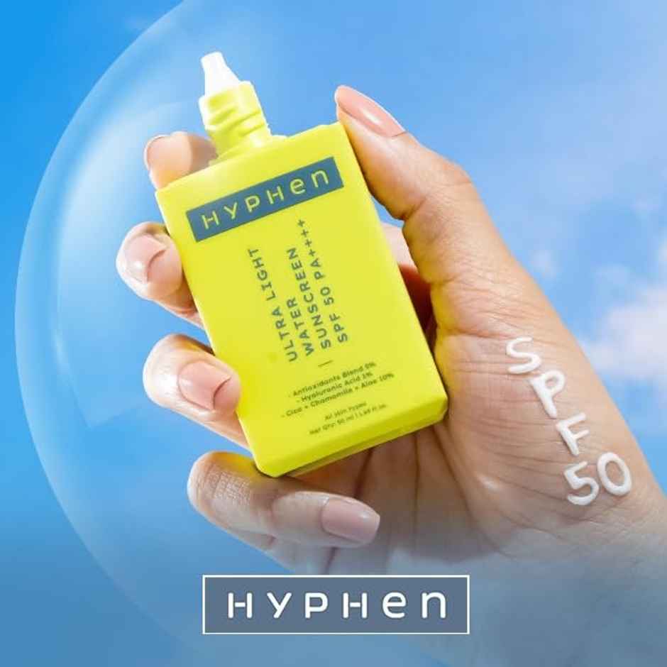 Hyphen Ultra Light Water Sunscreen SPF 50 Pa ++++ UVA-UVB & Blue Light Protection, No White Cast