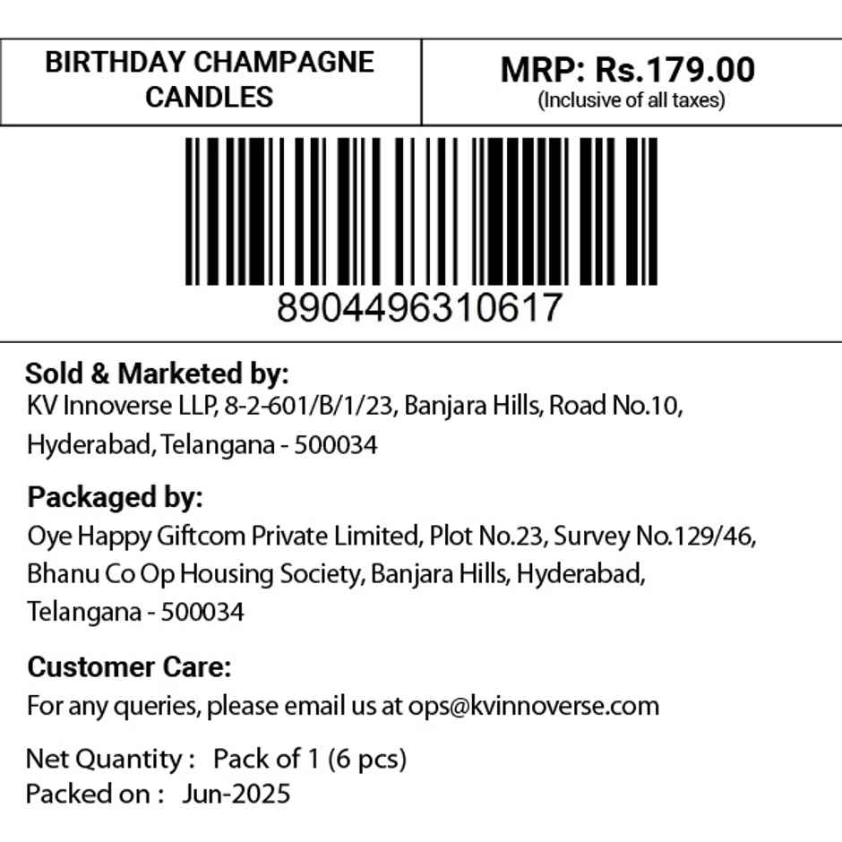 Champagne Bottle Candles | Happy Birthday Cake Decoration | Propcon