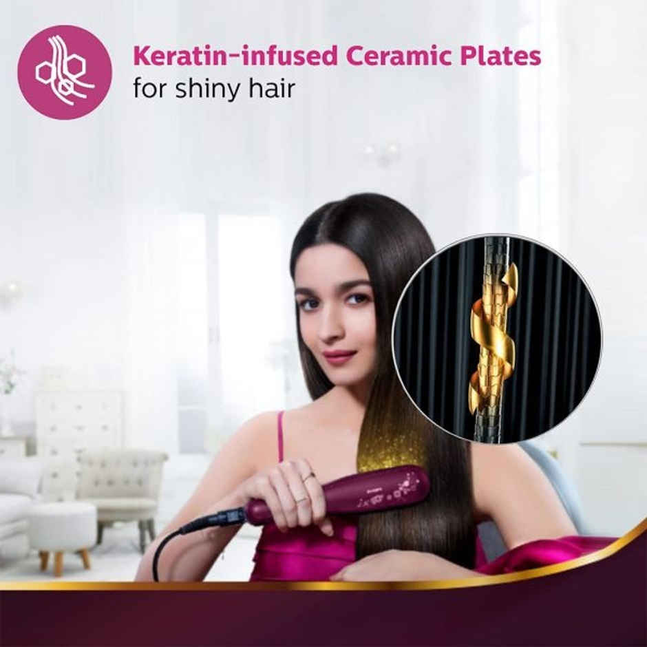Philips Kerashine Titanium Wide Plate Straightener | SilkProtect Instant Shine | BHS738/00