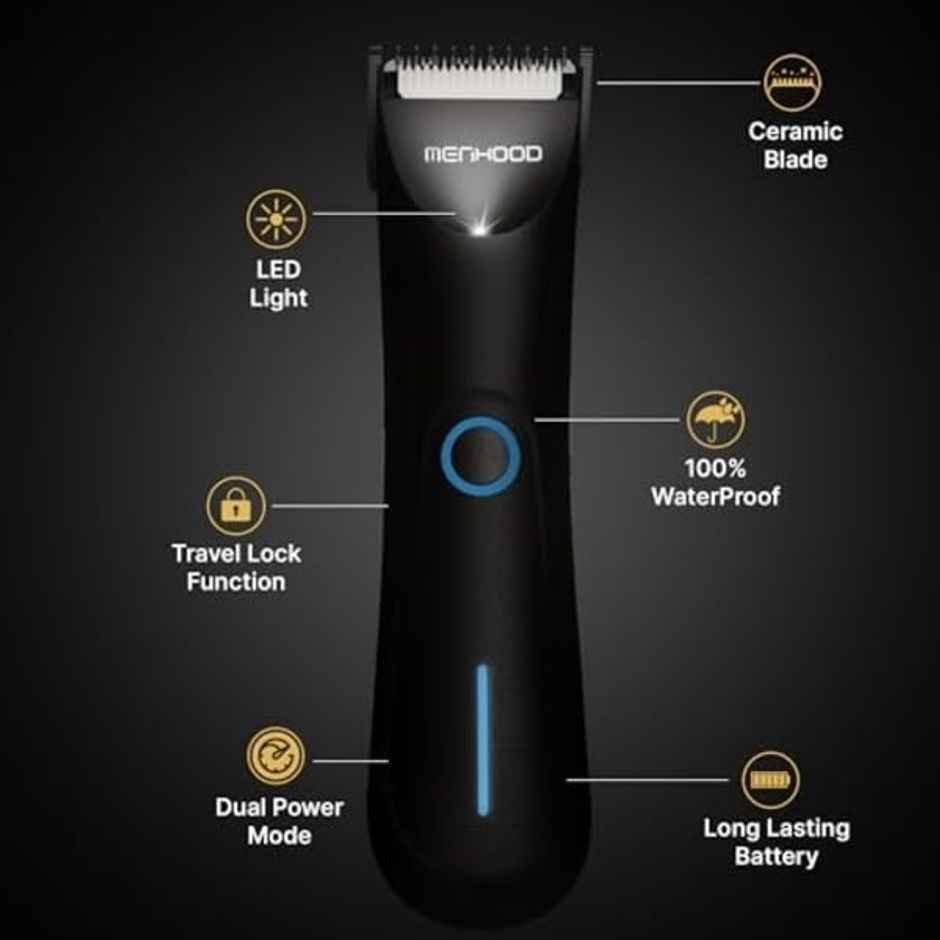 Menhood Grooming Trimmer Mini, Trimmer For Men,Cordless|Waterproof|Led Torch|Upto 90 Min Run-Time