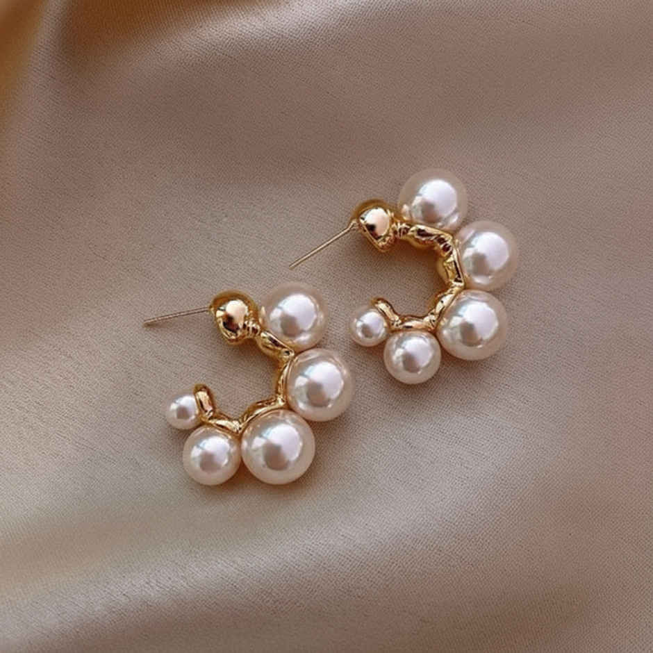 SALTY Pearl Perfection Earrings for Women and Girls| Anti-Tarnish | Gold and White