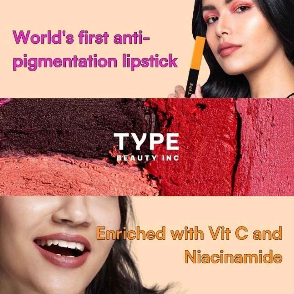 Type Beauty Inc Cream Matte Lipstick For Pigmented Lips - Vit C | 8 Hr Stay | 507 Socialite