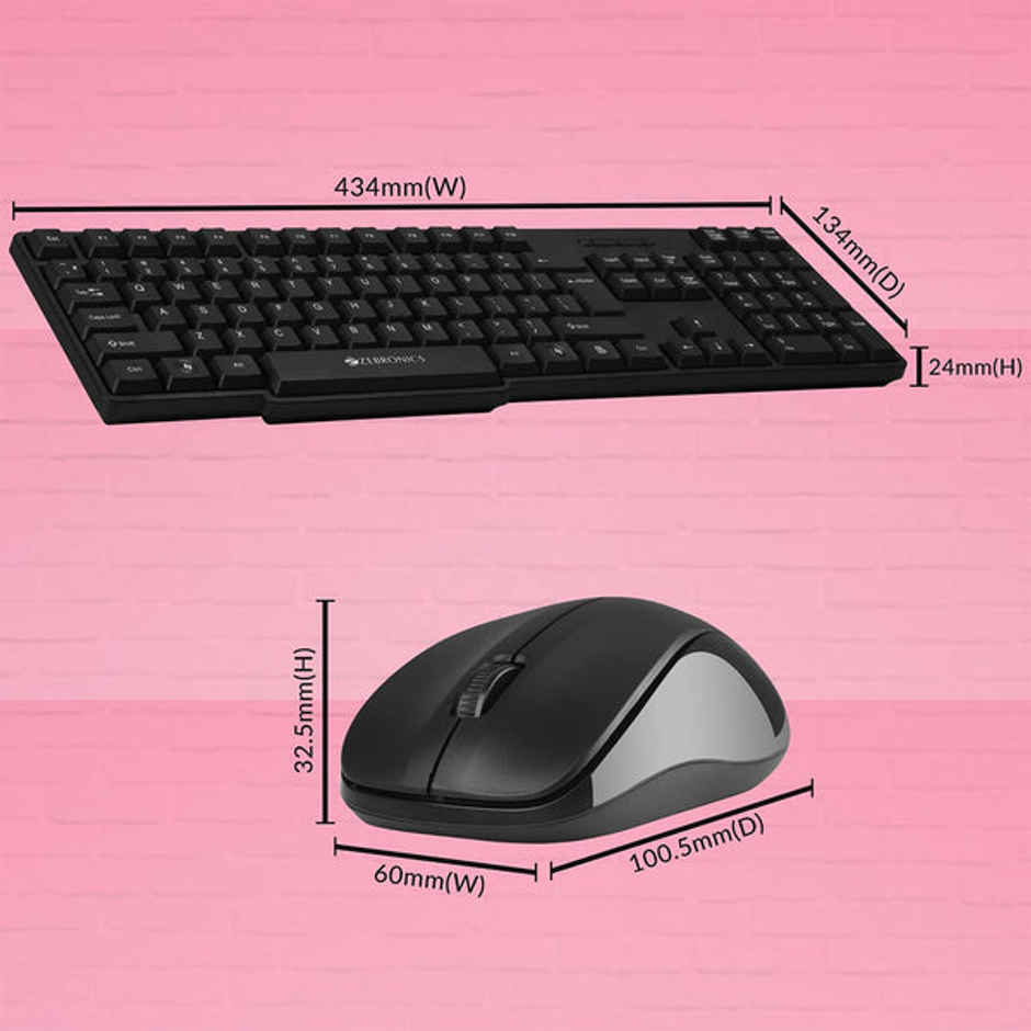 Zebronics Zeb-Companion 107 Wireless Keyboard And Mouse Combo With Nano Receiver (Black)