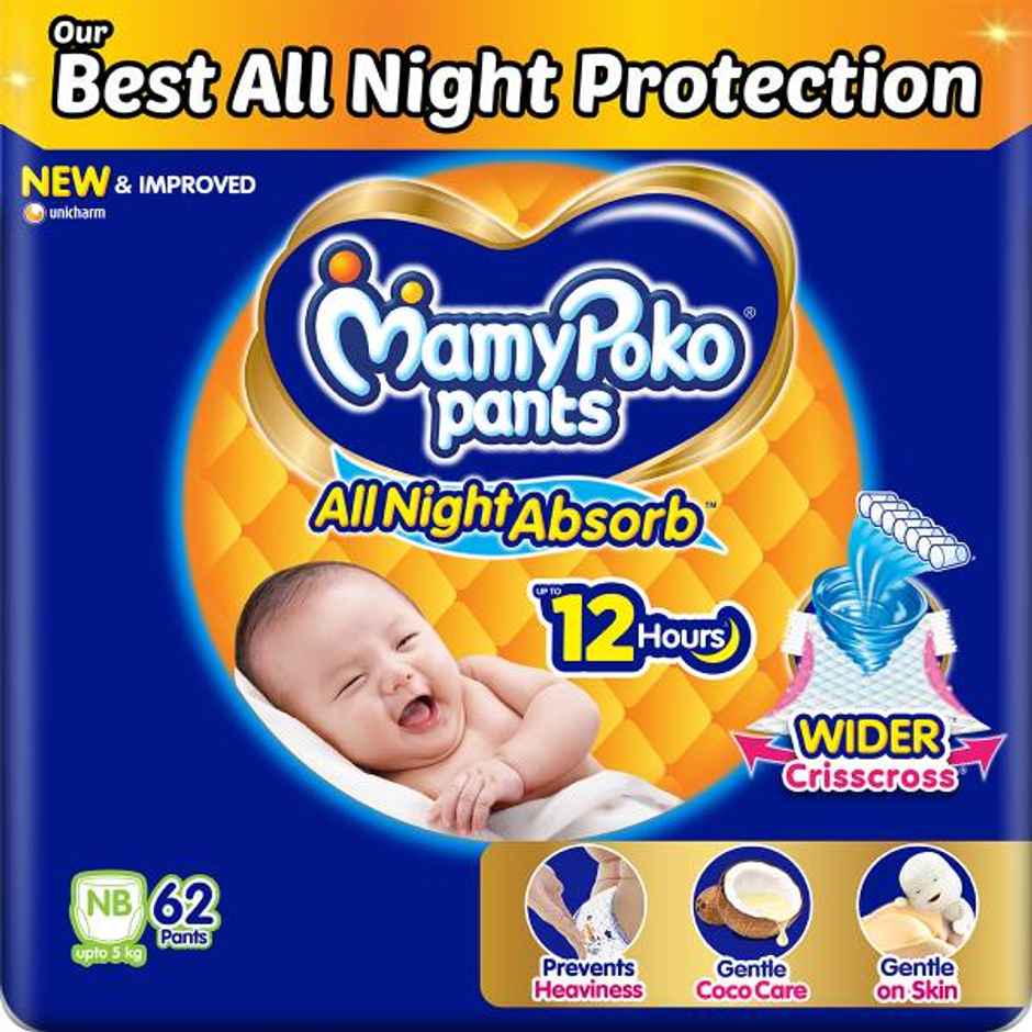 Mamypoko Pants All Night Absorb Pant Style Diaper | M | 46 pcs
