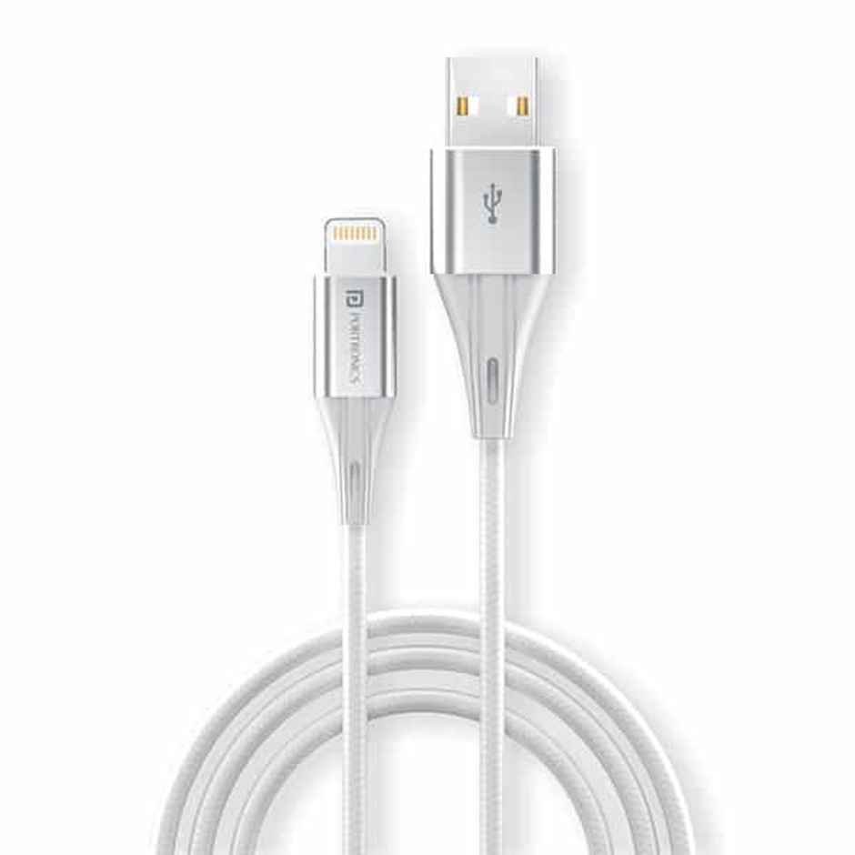 Portronics Konnect B+ USB-A to Lightning Cable,3.0 Amp Output with Charge & Data Sync with 1m - White