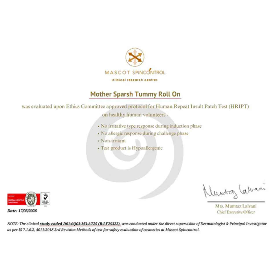 Mother Sparsh Tummy Roll On For Baby Colic Relief Constipation And Indigestion With Hing & Saunf