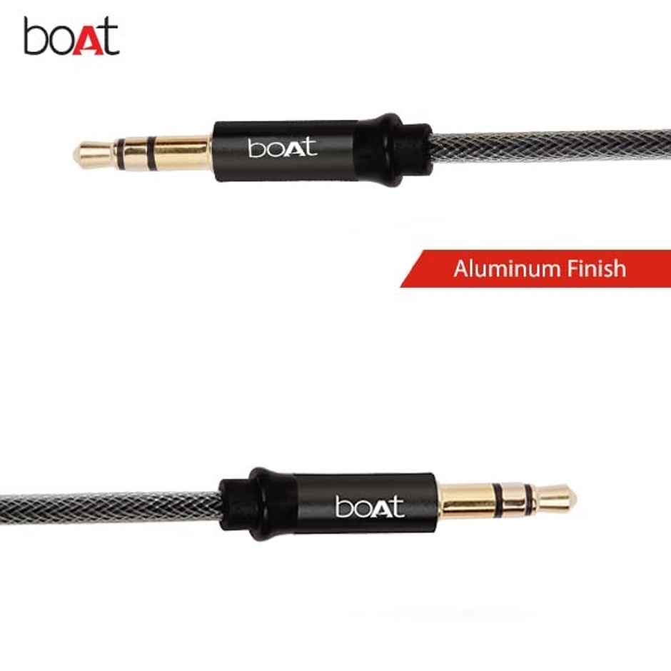 boAt AUX 500 Indestructible Aux Audio Cable with Gold Plated 3.5mm connectors for Smartphone (Black)