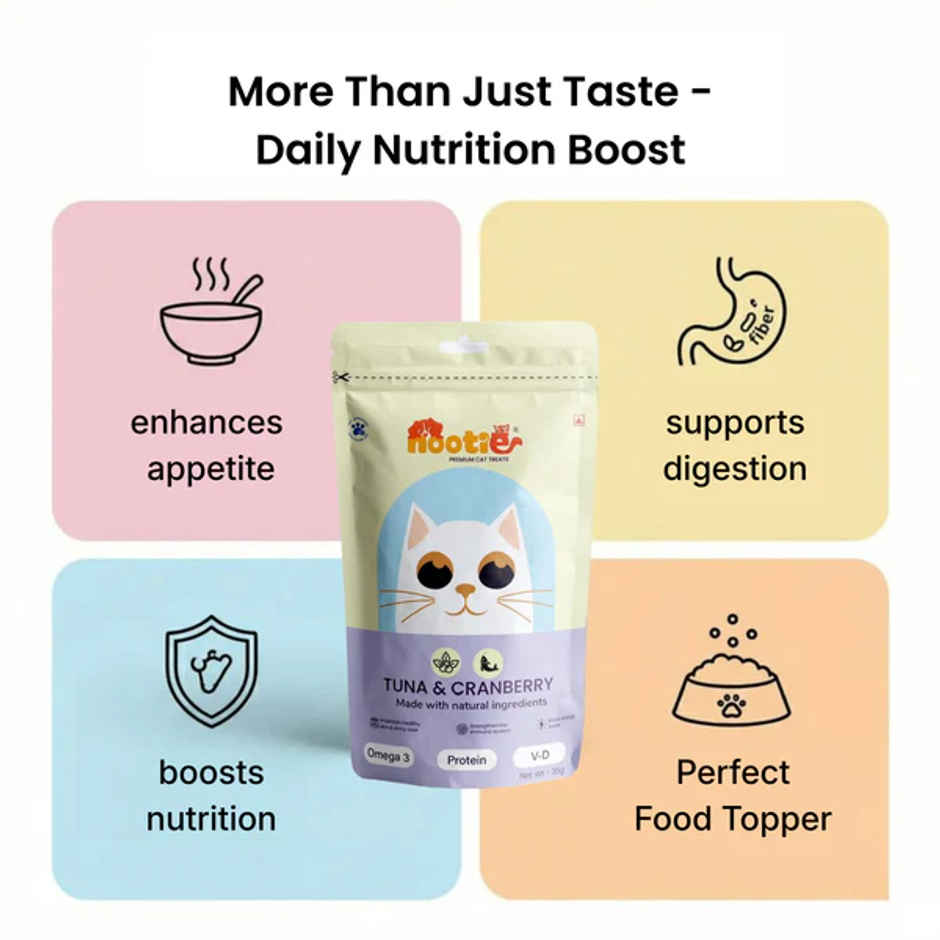 Nooties Premium Cat Treats Tuna and Cranberry Omega 3 Rich Natural Ingredients