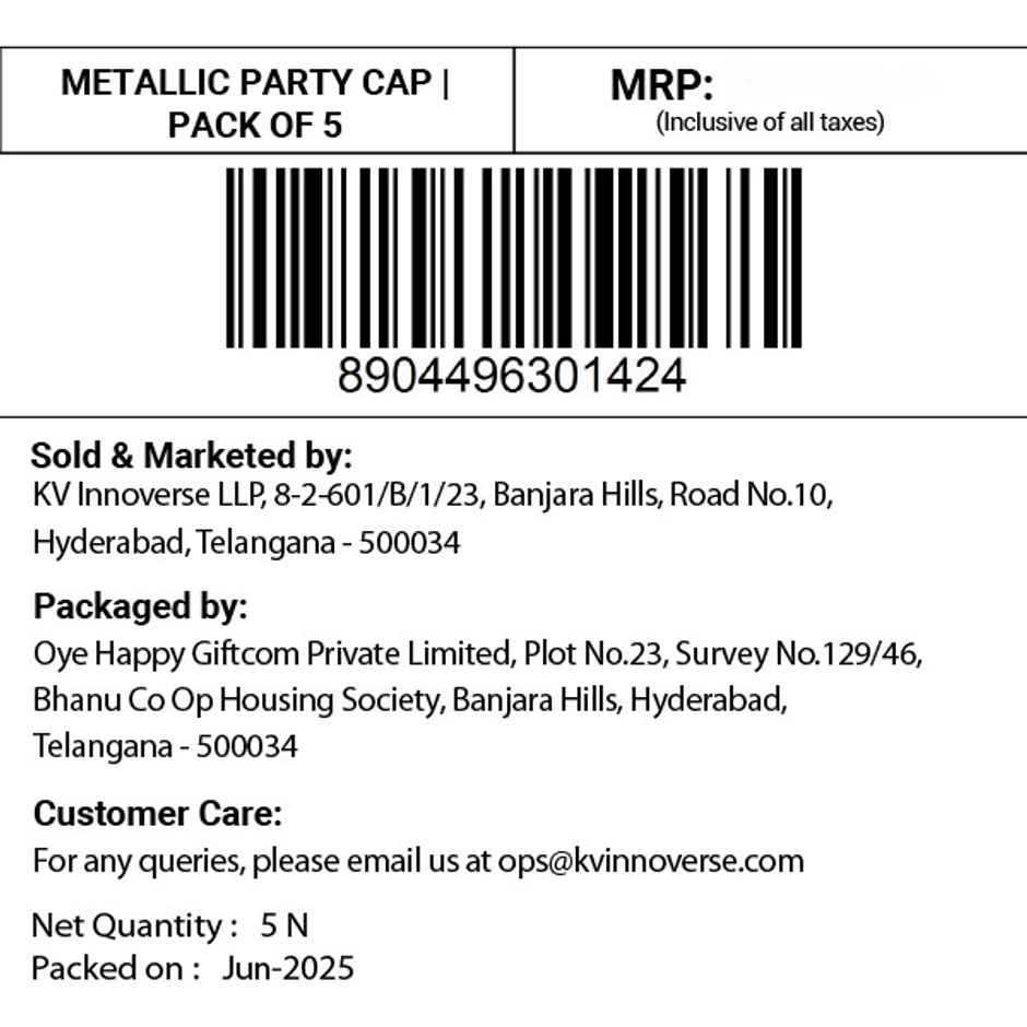 Gold Silver Party Hats | Birthday Celebration Caps Set | Pack of 5 | Propcon | Party Decor