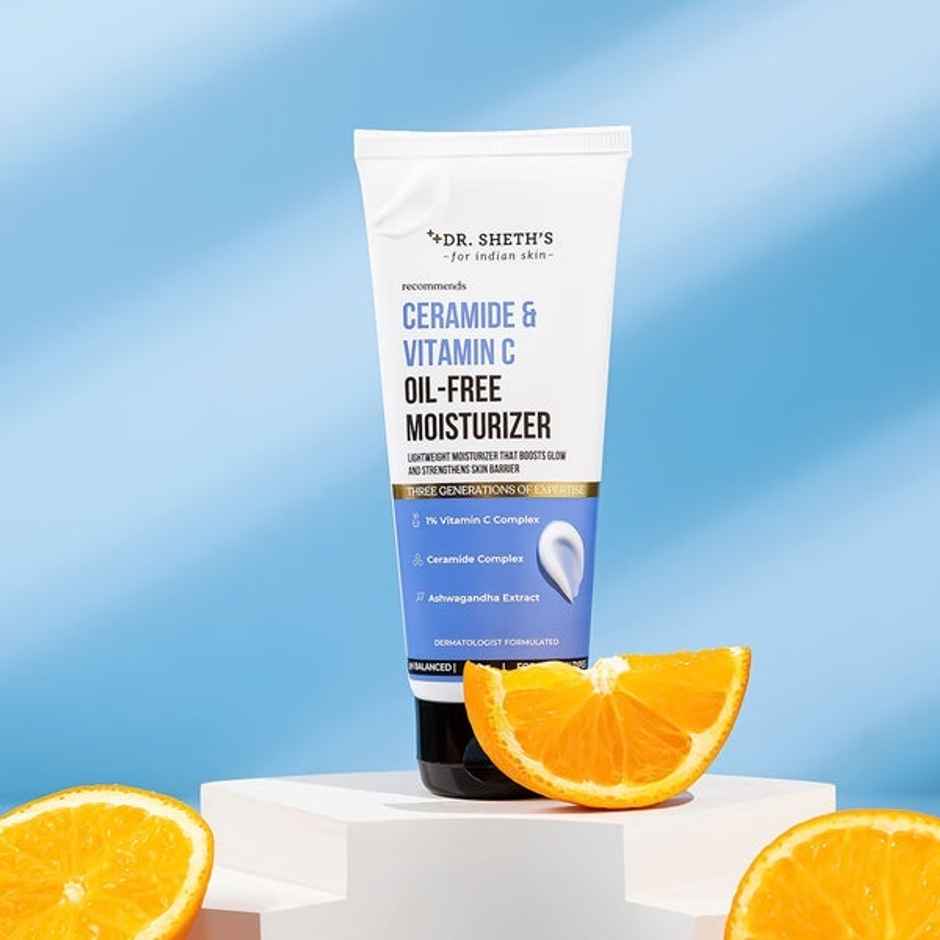 Dr. Sheth's Ceramide & Vitamin C Oil - Free Moisturizer to Hydrate, Brighten Skin