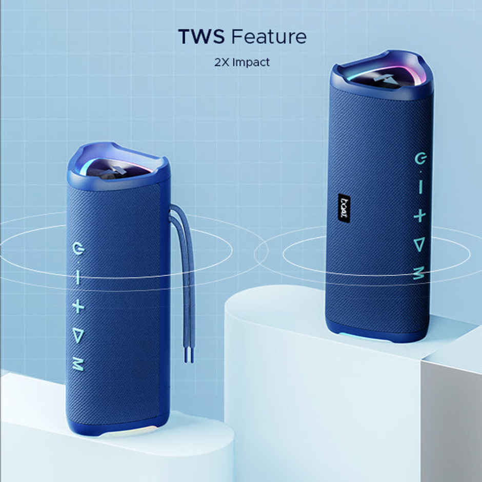 boAt Stone 750 BT Speaker w/ 12W RMS Sound, 12 HRS Playback, RGB, TWS Feature & IPX5 (Marine Blue)