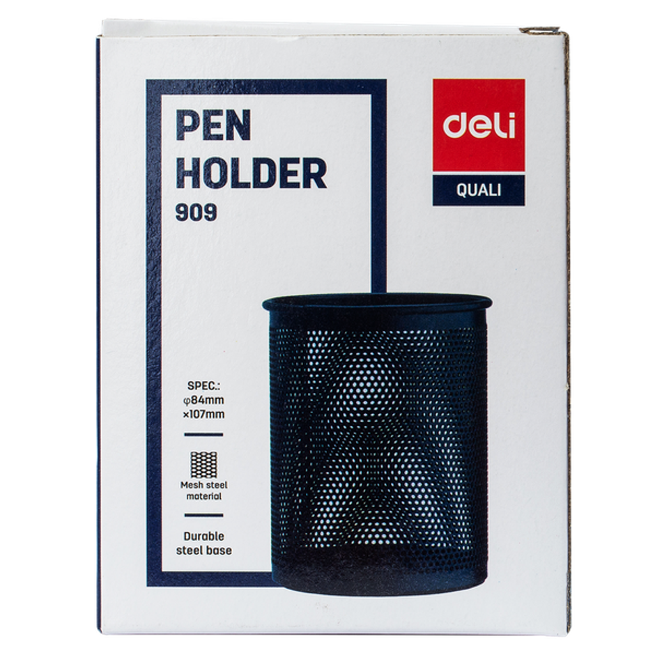 Deli E909 Mesh Pen Holder, Office Accessories, Black Body