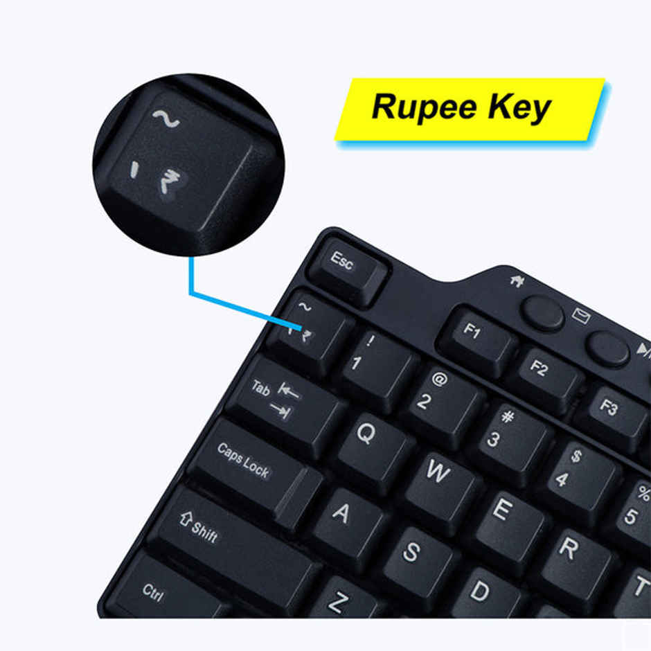 Zebronics ZEB-KM2100 Multimedia USB Keyboard Comes with 114 Keys Including 12 Dedicated Multimedia Keys & with Rupee Key - Black