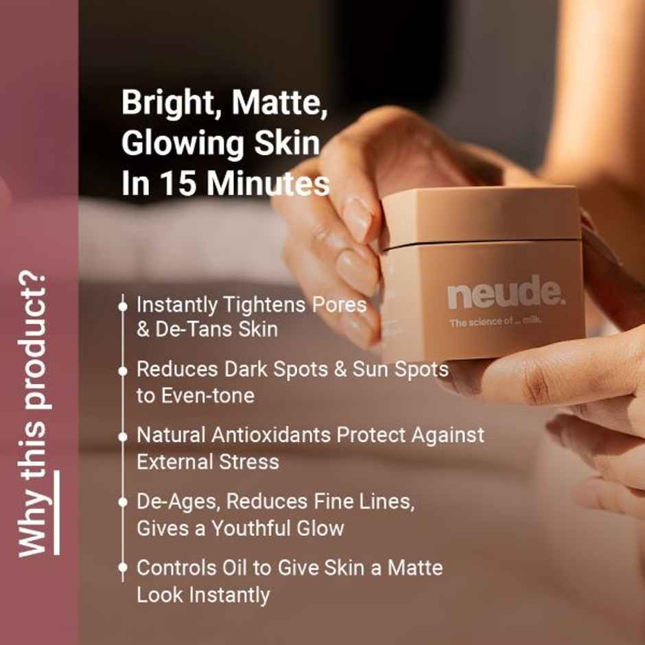 Neude Instant Facial Face Mask With Yogurt & Orange Oil For Pore-Smooth, De-Tanned Skin 50 Ml