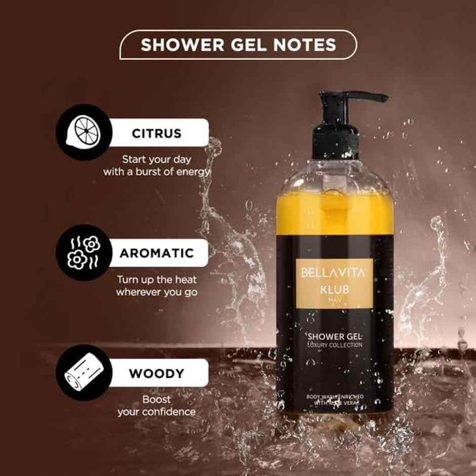 Bella Vita Luxury KLUB Man Body Wash Refreshing Shower Gel for Deep Cleansing