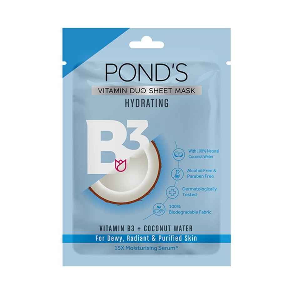 POND'S Hydrating Dewy Radiant Skin, With 100% Natural Coconut Water & Vitamin B3 Sheet Mask