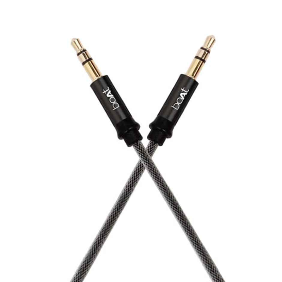 boAt AUX 500 Indestructible Aux Audio Cable with Gold Plated 3.5mm connectors for Smartphone (Black)