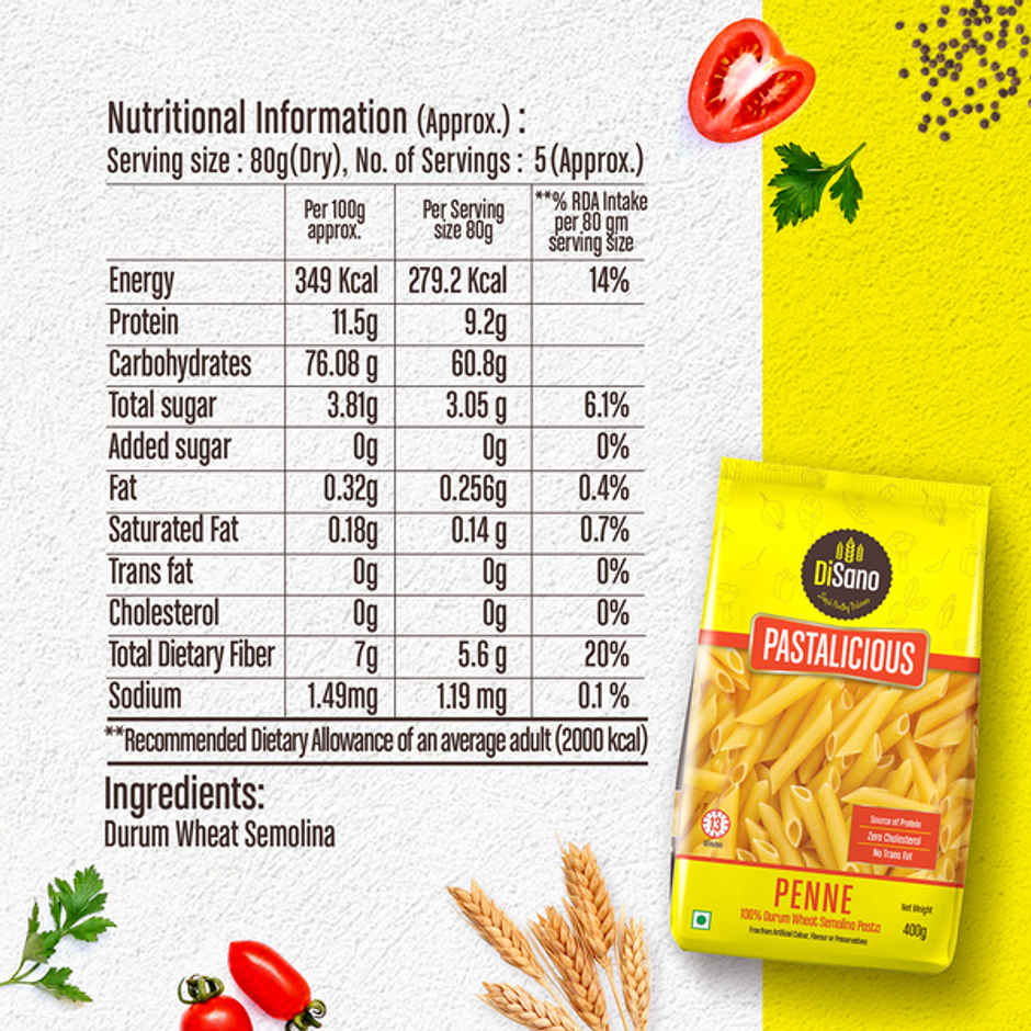Disano Penne Pasta, Durum Wheat, No Maida Combo