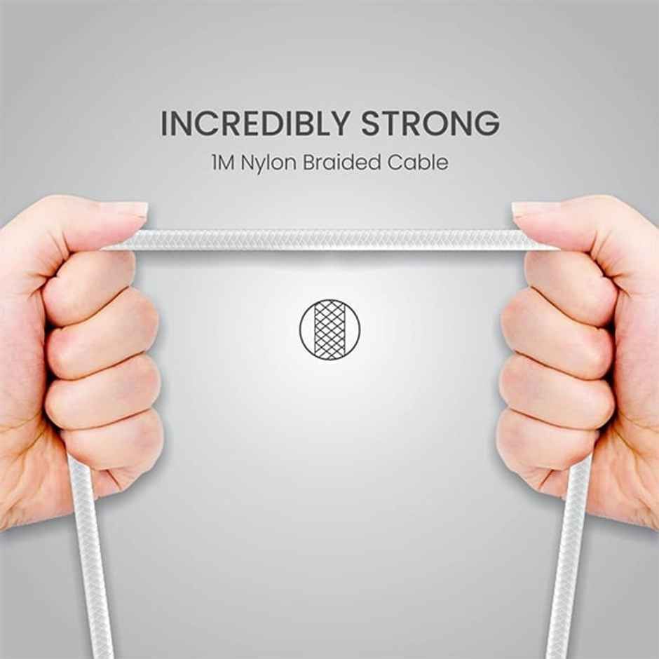 Portronics Konnect B+ USB-A to Lightning Cable,3.0 Amp Output with Charge & Data Sync with 1m - White