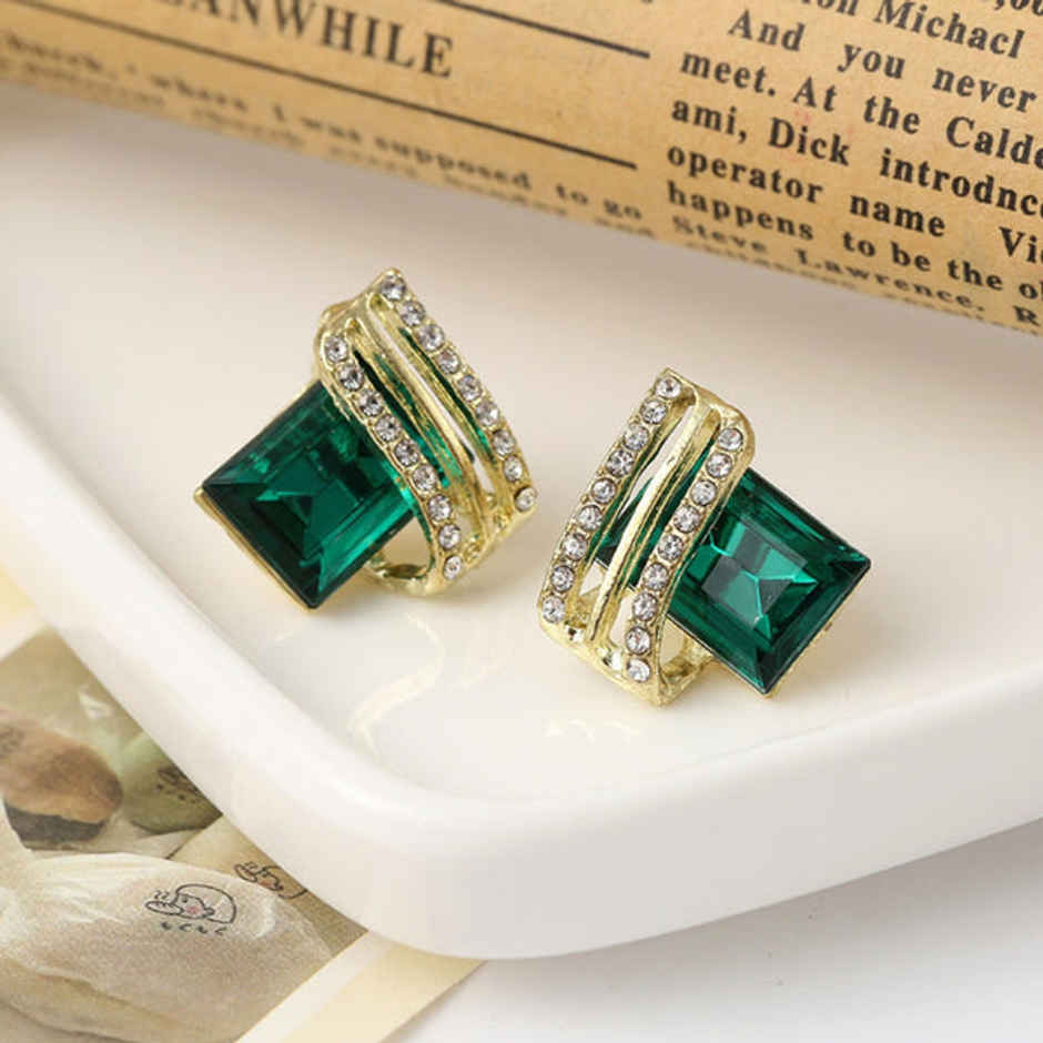 Estailo Fashion Emerald Allure Earrings | E0003814 | Green