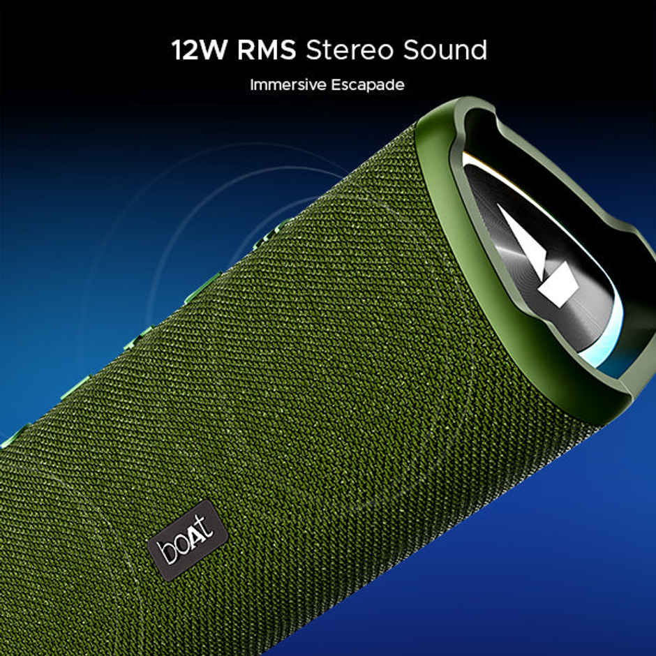 boAt Stone 750 BT Speaker w/ 12W RMS Sound, 12 HRS Playback, RGB, TWS Feature & IPX5 (Moss Green)