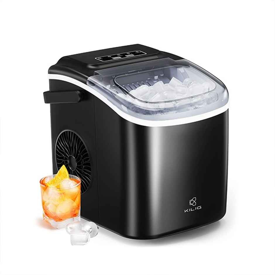 Kilig H01B Countertop Ice Maker Machine | 9Bullet Ice Cubes in 6 Min-Black