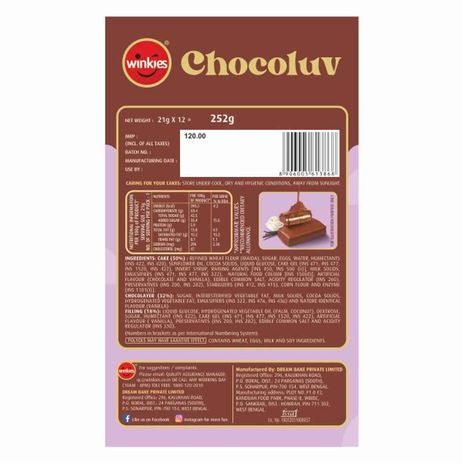 Winkies Double Chocolate Vanilla Cream Layer Cake