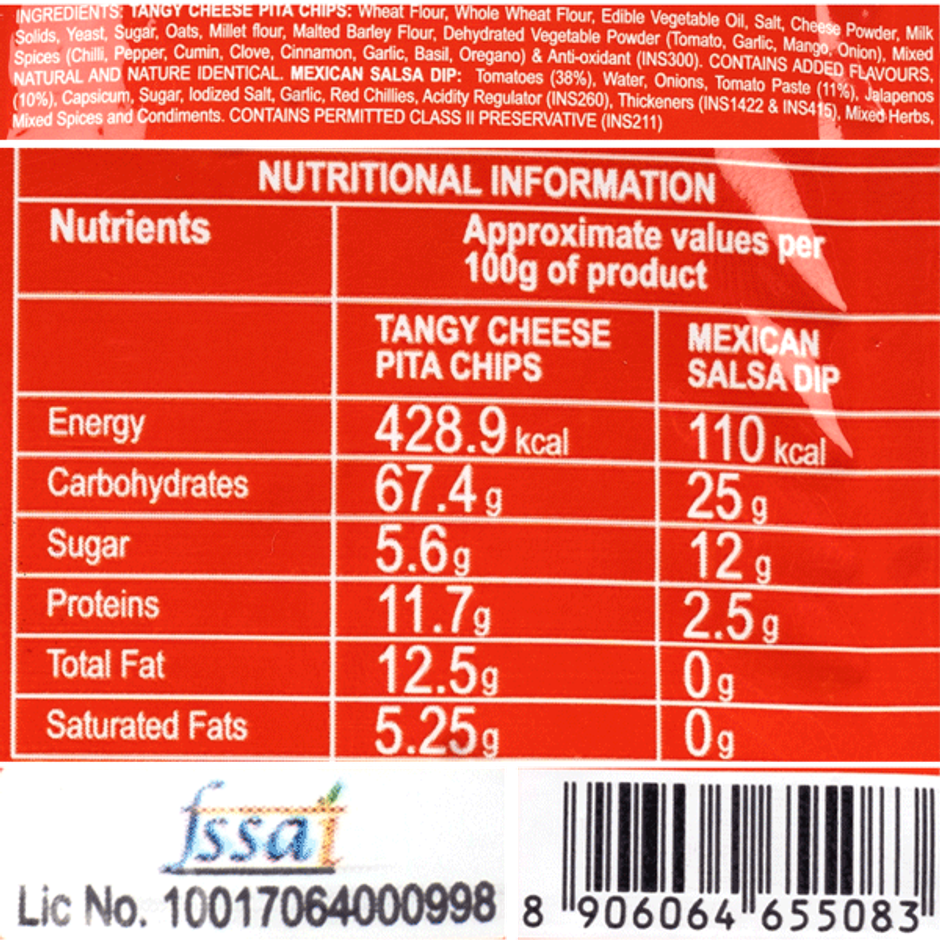Wingreens Farms Tangy Cheese Pita Chips & Mexican Salsa Dip