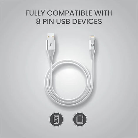 Portronics Konnect B+ USB-A to Lightning Cable (1m) | Fast Charging Cable for iPhone