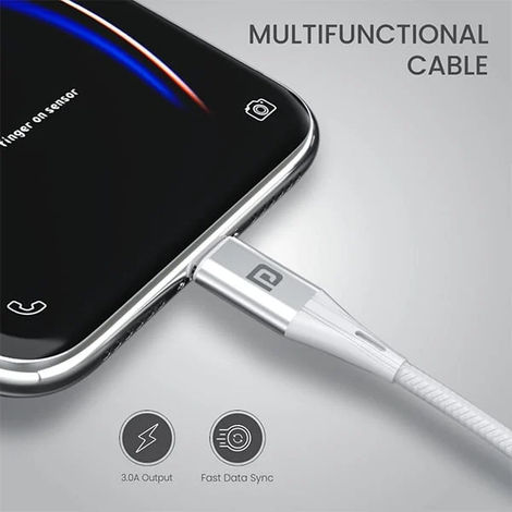 Portronics Konnect B+ USB-A to Lightning Cable (1m) | Fast Charging Cable for iPhone